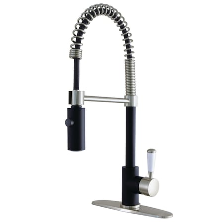 Gourmetier LS8779DPL Paris Single-Handle Pre-Rinse Kitchen Faucet, Black/ Nickel LS8779DPL